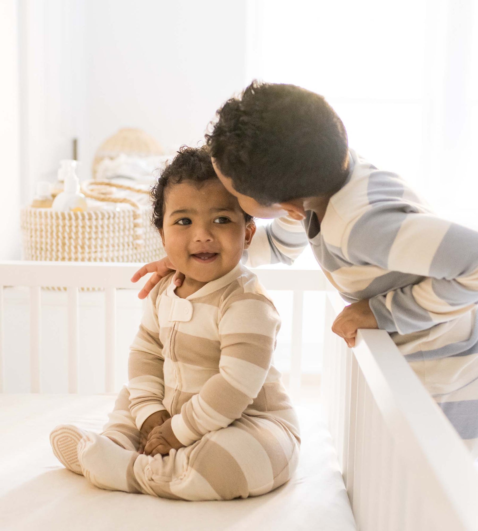 Mommy & Me Rugby Stripe Organic Cotton Sleep & Play - Oat
