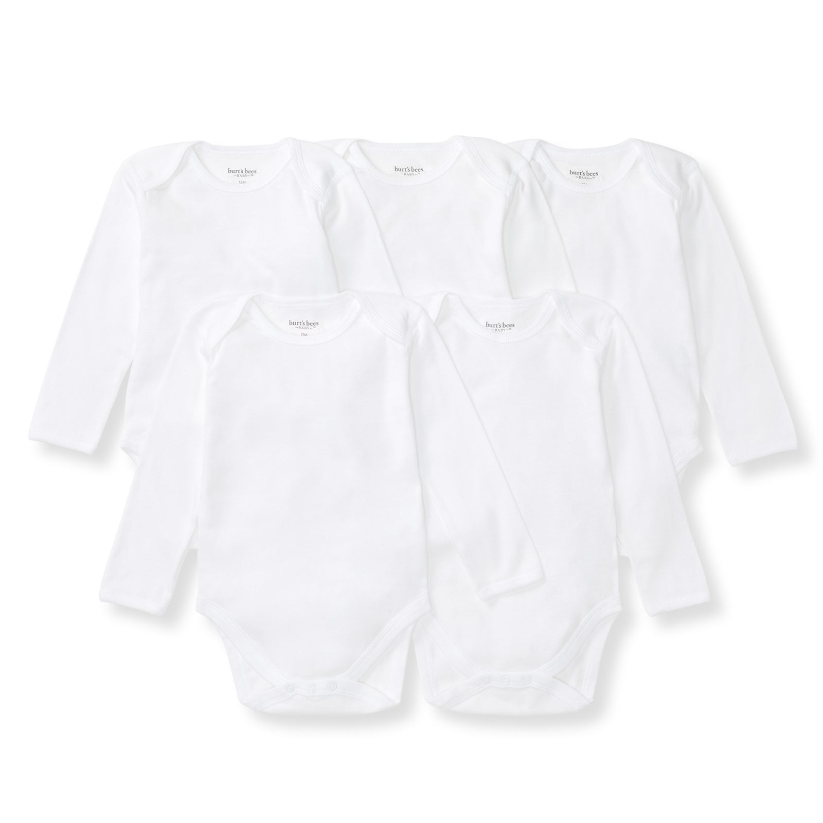Bee Essentials Organic Long Sleeve Baby Bodysuit 5 Pack