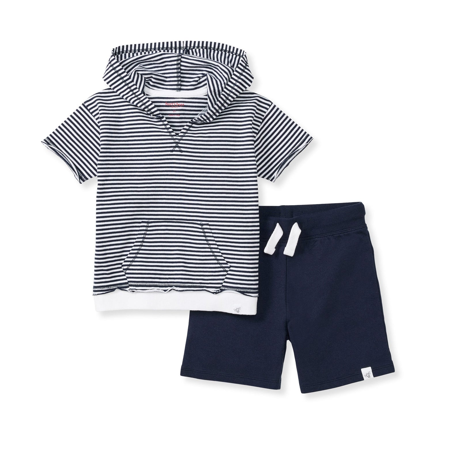 Classic Stripe Baby Boy Hooded Top & Shorts Set