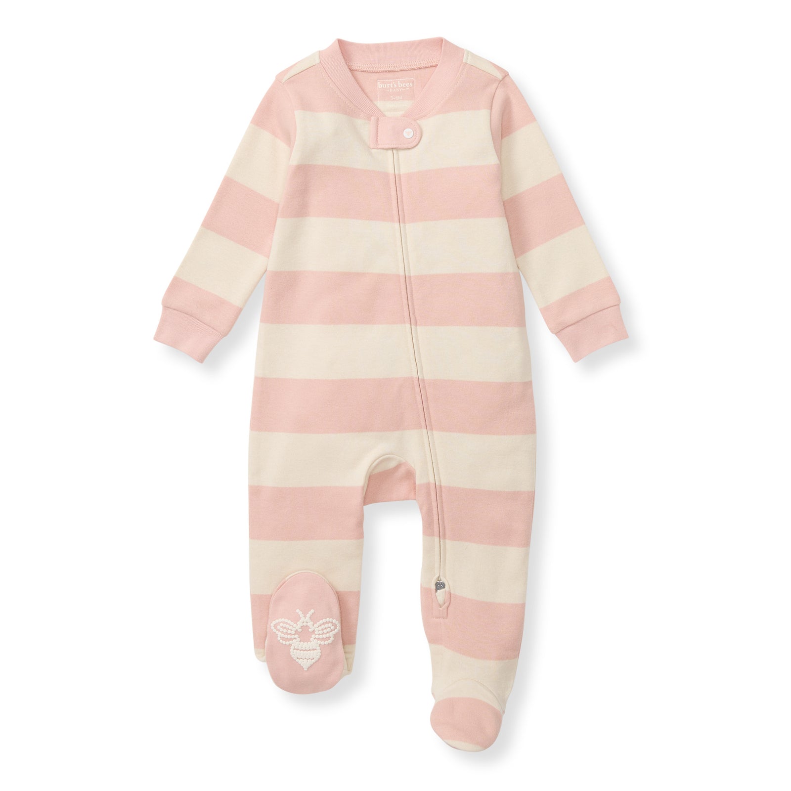 Rugby Stripe Organic Cotton Sleep & Play - Pink Sand