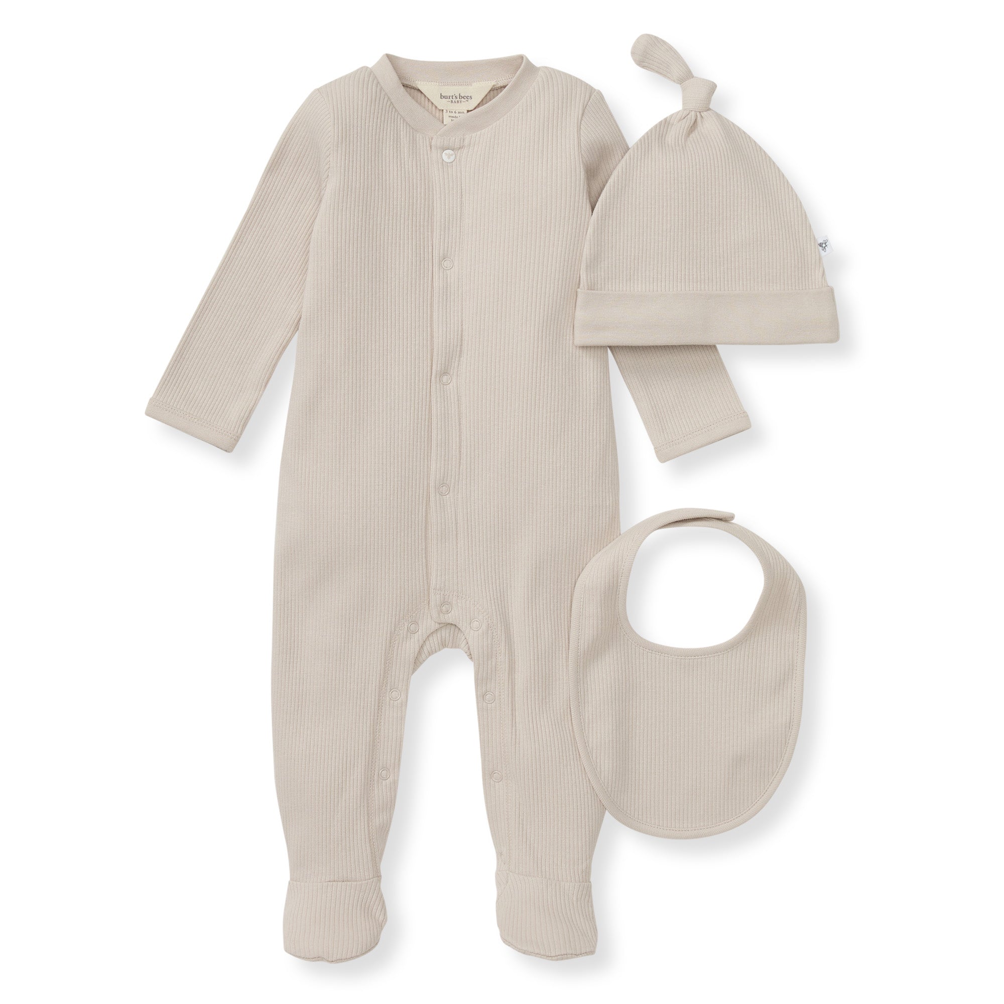 Organic Cotton Jumpsuit, Bib & Hat 3 Piece Set