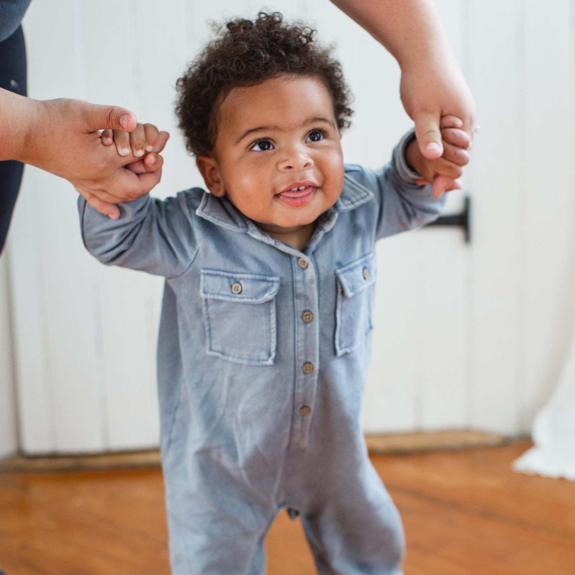 Acid Wash Organic Baby Boy Jumpsuit - Flint