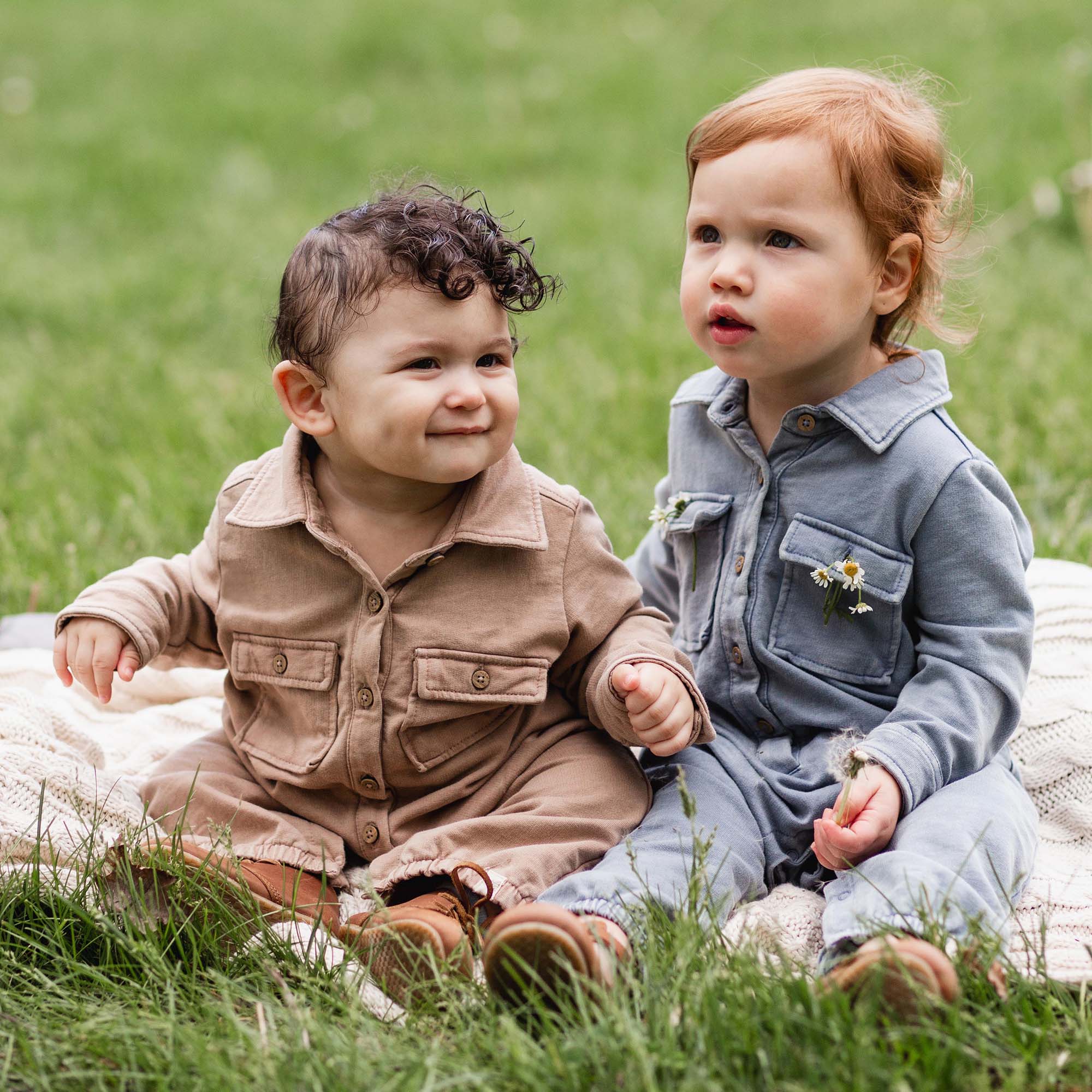 Acid Wash Organic Baby Boy Jumpsuit - Flint