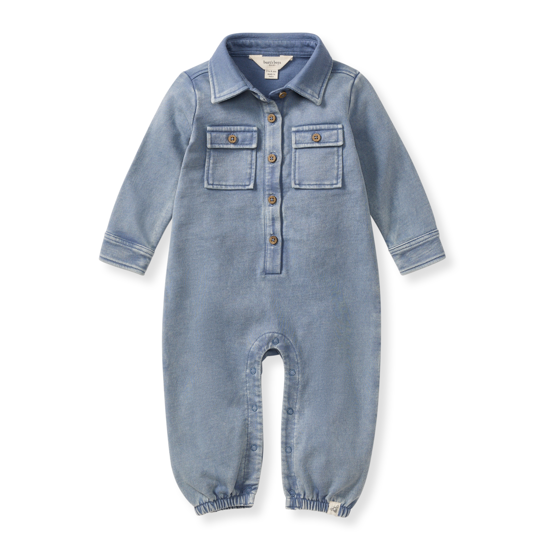 Acid Wash Organic Baby Boy Jumpsuit - Flint