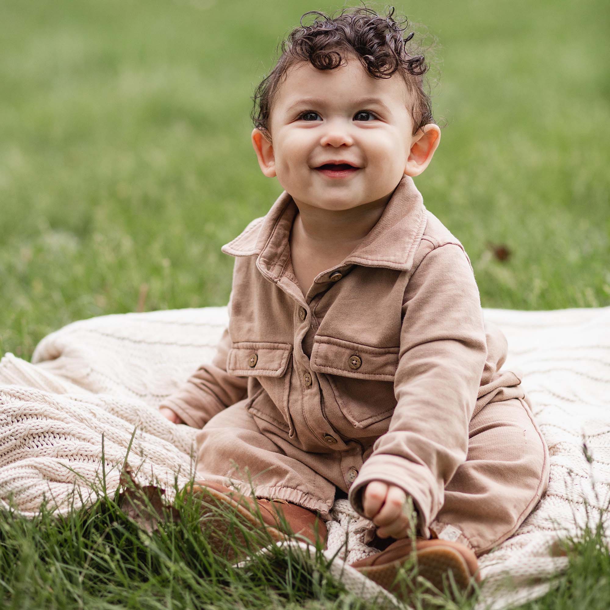 Acid Wash Organic Baby Boy Jumpsuit - Ginger Loaf