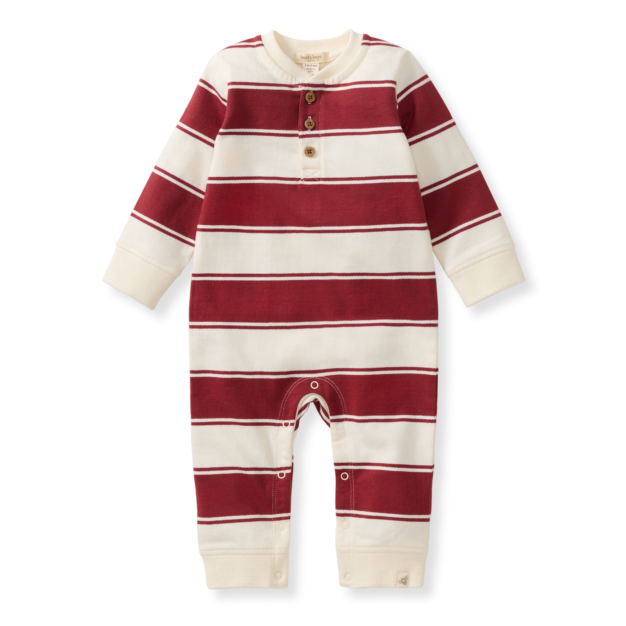 Rugby Peace Stripe Baby Boy Jumpsuit Brick Red – Burt's Bees Baby