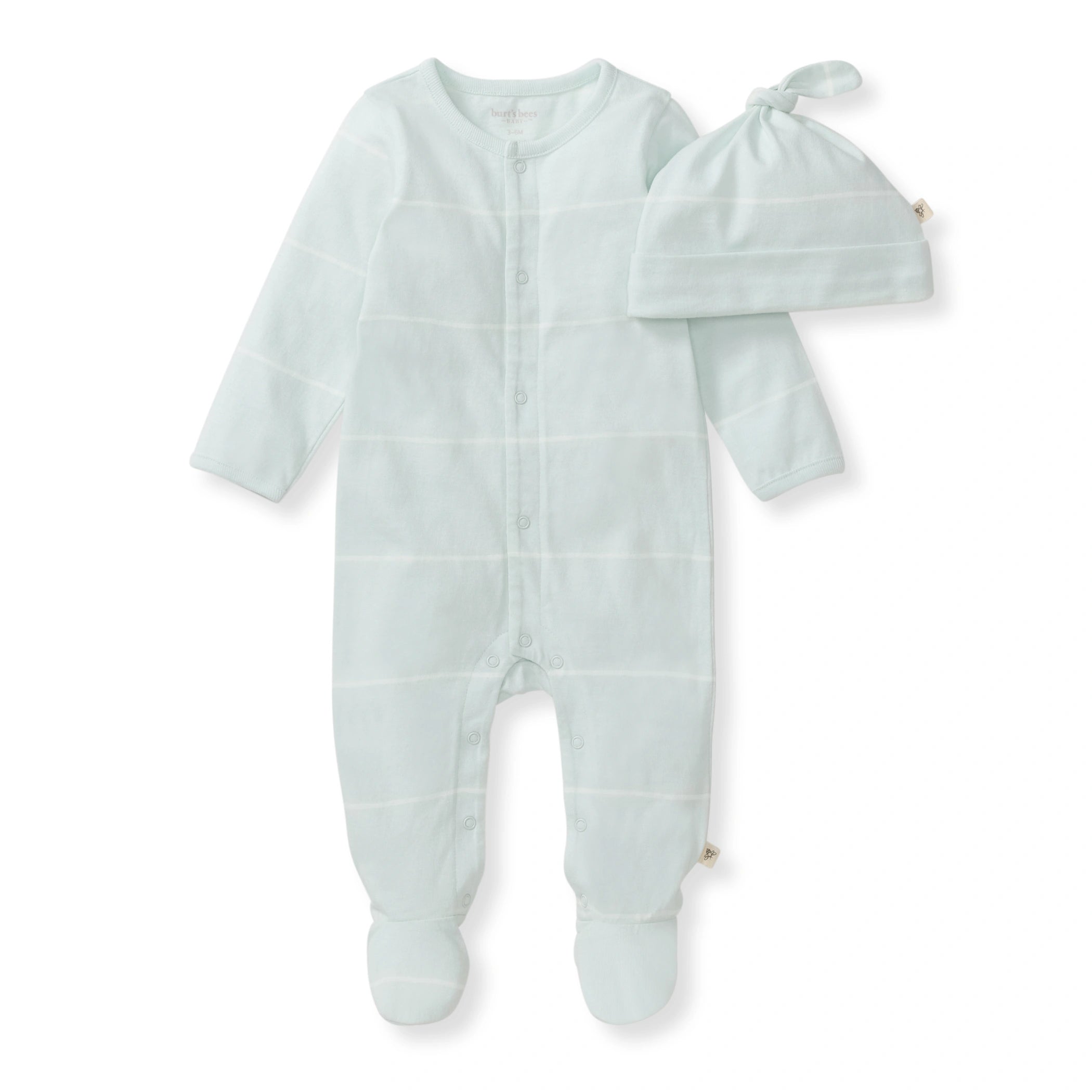 Baby Boy Blue Stripe Jumpsuit & Hat Set – Burt's Bees Baby Baby Boy Blue Stripe Jumpsuit & Hat Set – Burt's Bees Baby