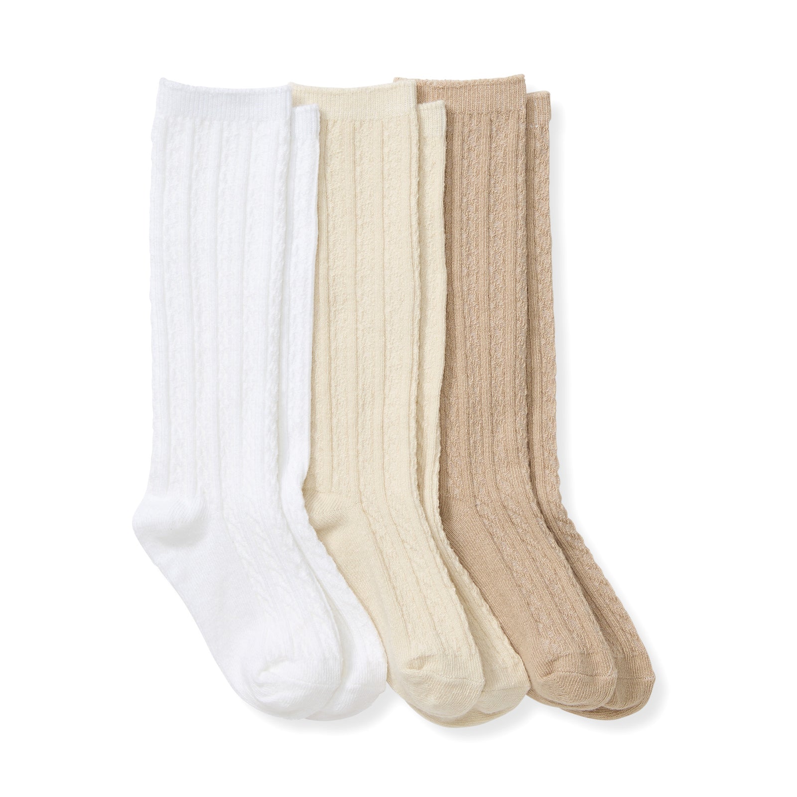 Organic Cotton Toddler Cable Knit Knee High Socks 3 Pack