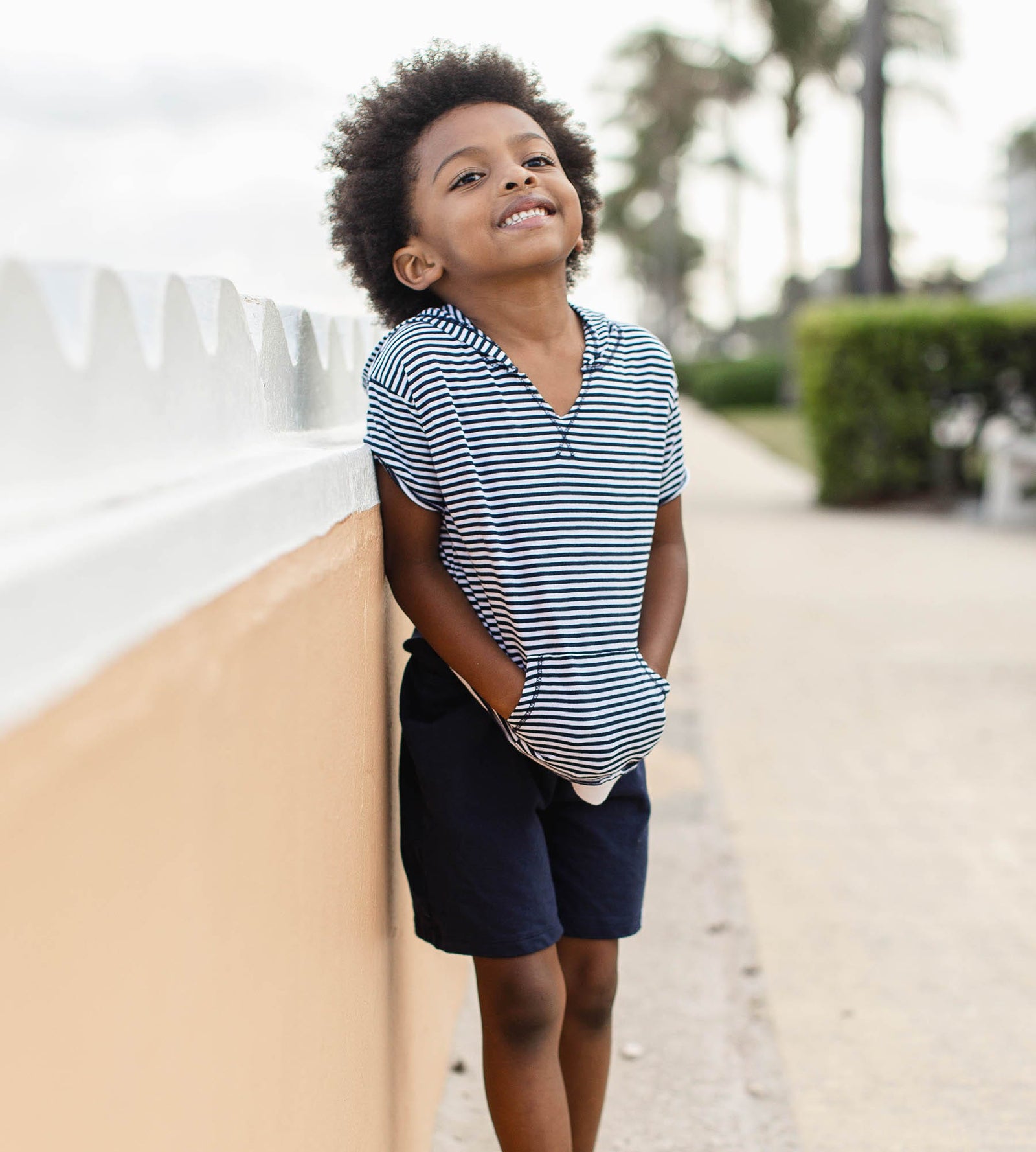 Product Image 1 of Classic Stripe Boy Hooded Top & Shorts Set