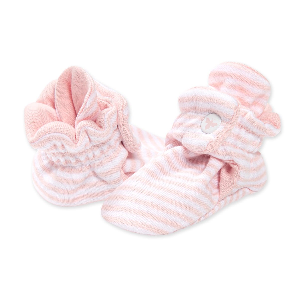 Classic Stripe Organic Cotton Baby Booties - Blossom Pink
