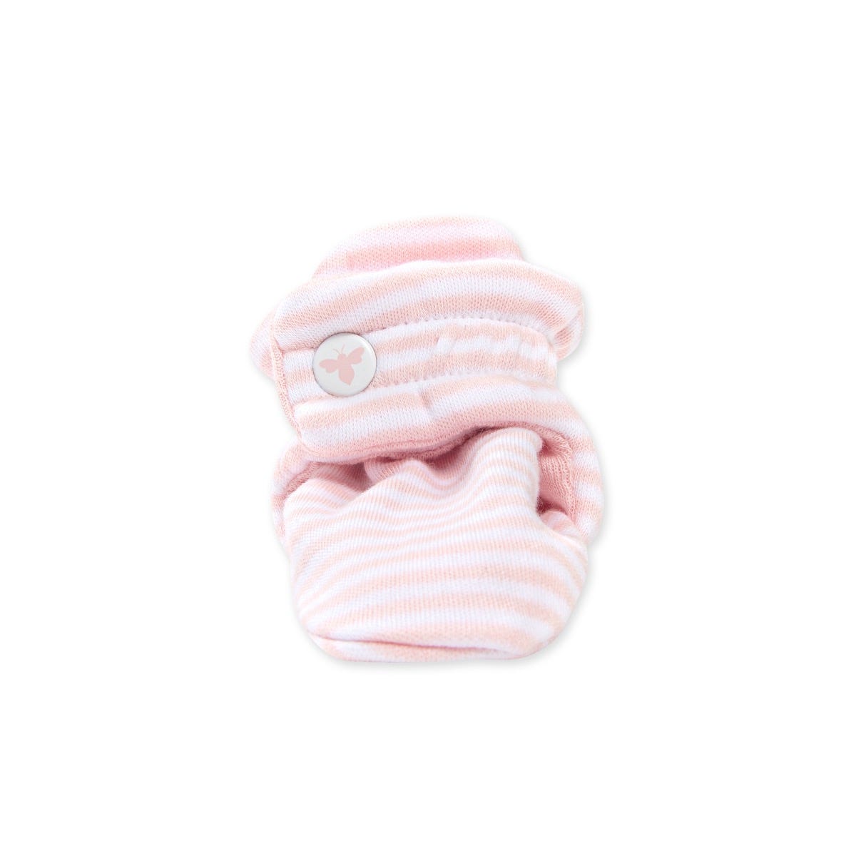 Classic Stripe Adjustable Organic Baby Booties Blossom, front view