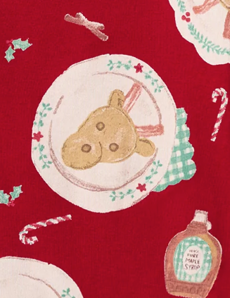 Dark green footed sleeper fabric with snowman, bear, and Santa animal prints