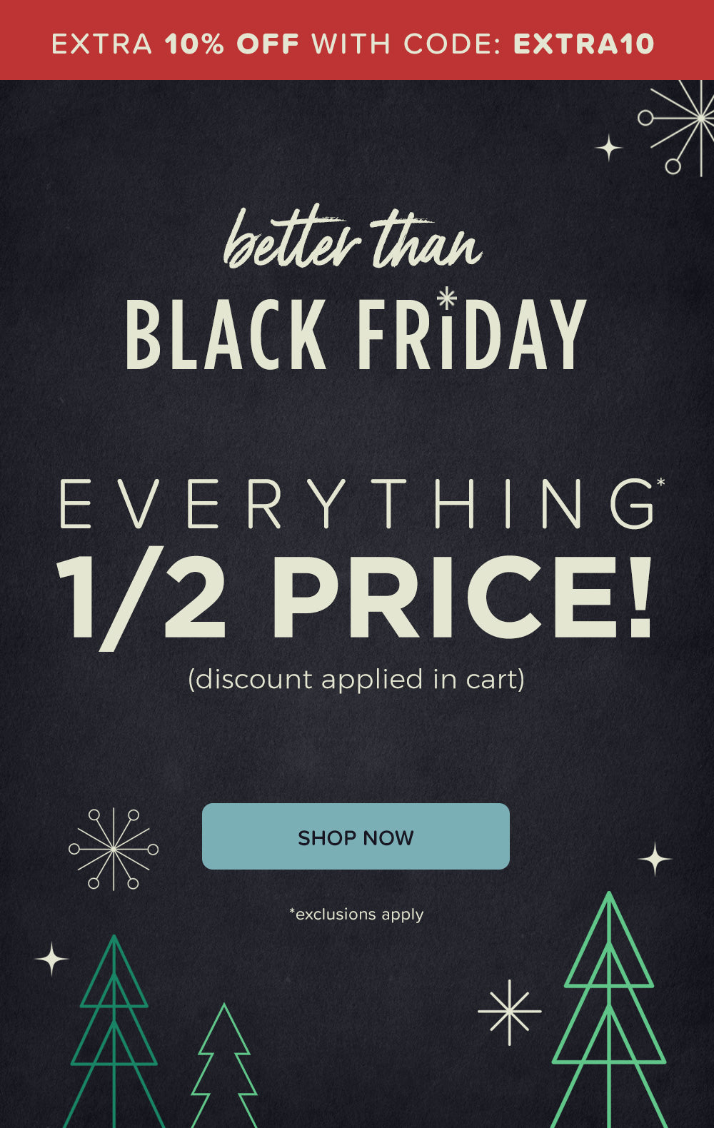Better Than Black Friday sale - 10% off promotion banner for Burt's Bees Baby