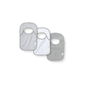Organic cotton baby bibs 3-pack: striped, tiny print, and heather gray