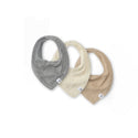 Organic baby bandana bibs pack of 3: gray, cream and tan triangle dribble bibs