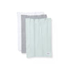 Organic baby burp cloths set of 3 in light gray, white, and pale mint