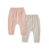 Organic cotton baby pants set (2), light pink and light gray, elastic pull-on waist