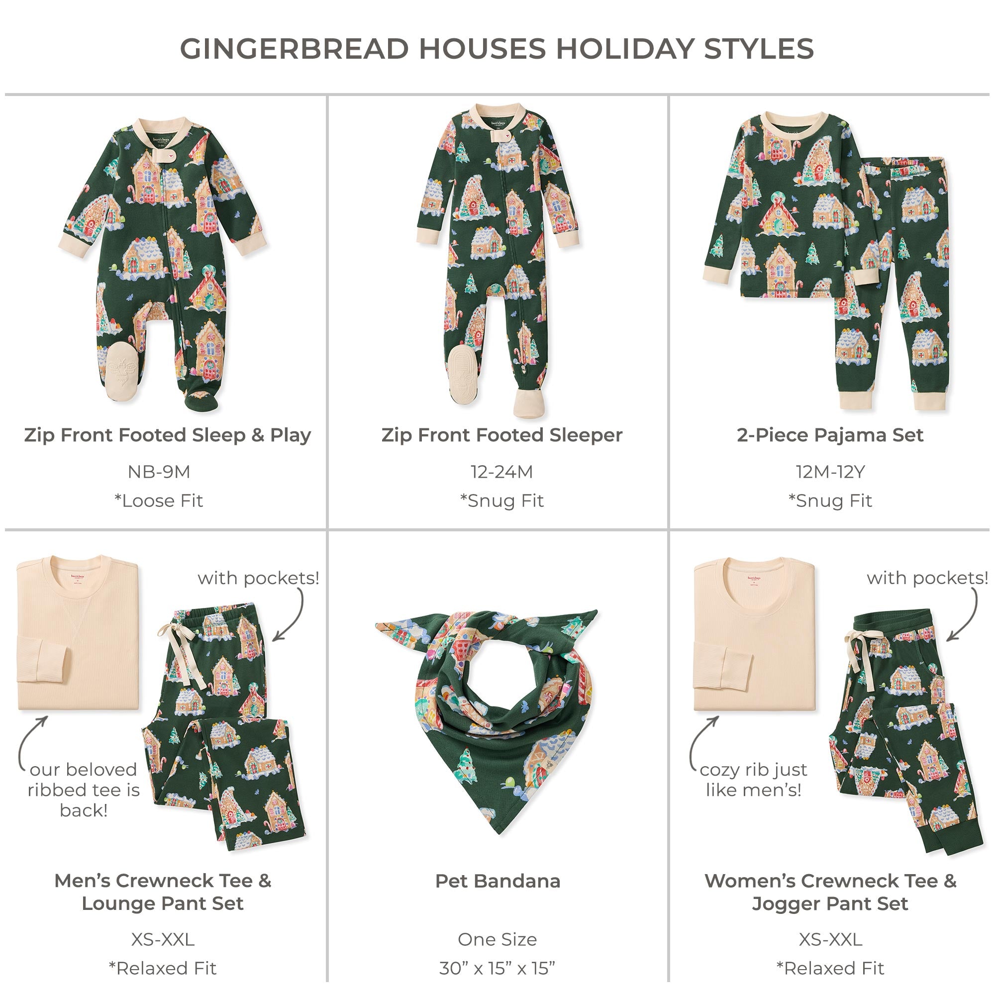 Gingerbread Houses Two-Piece Pajamas | Burt's Bees Baby® – Burt's