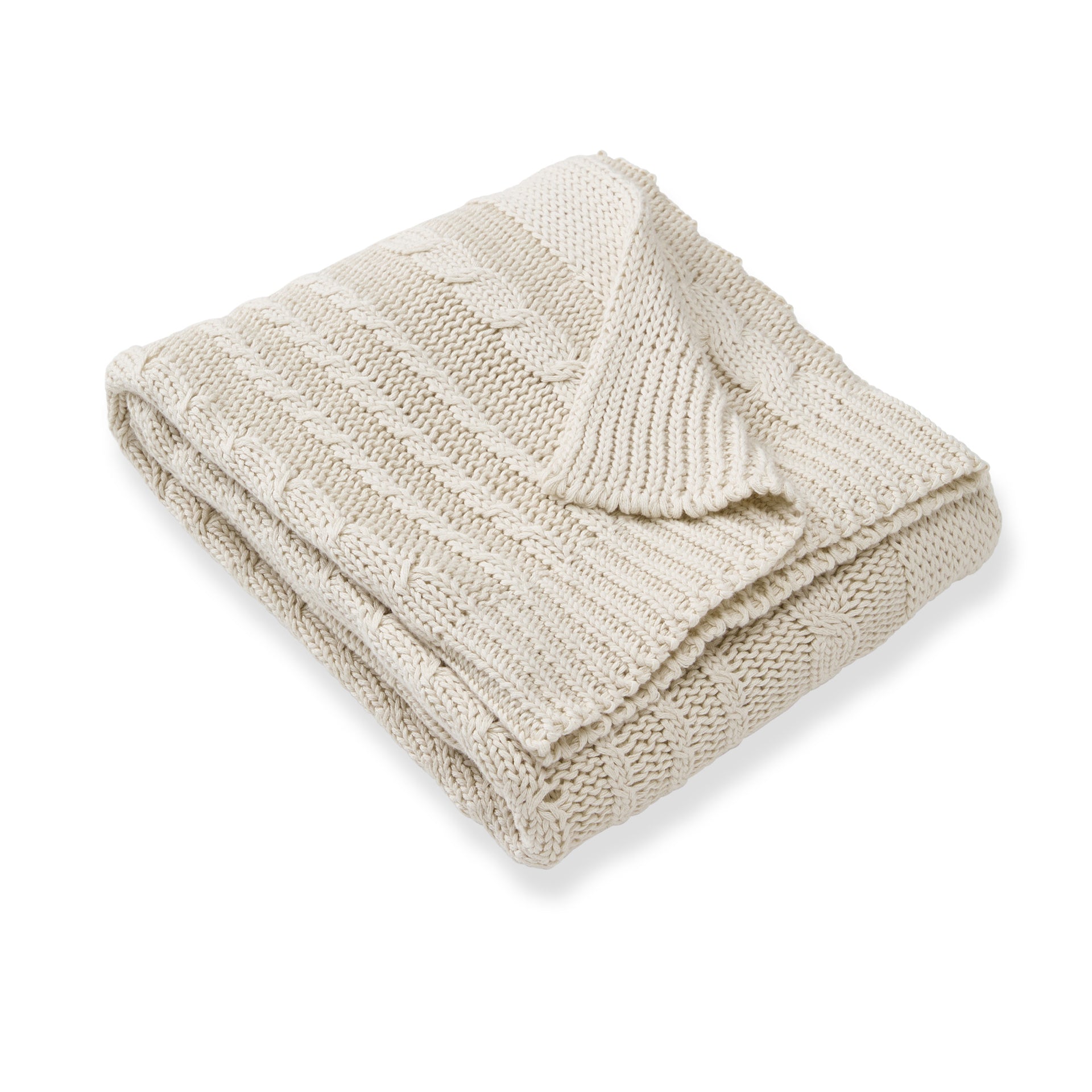 Organic Cotton Cable Knit Blanket Oat