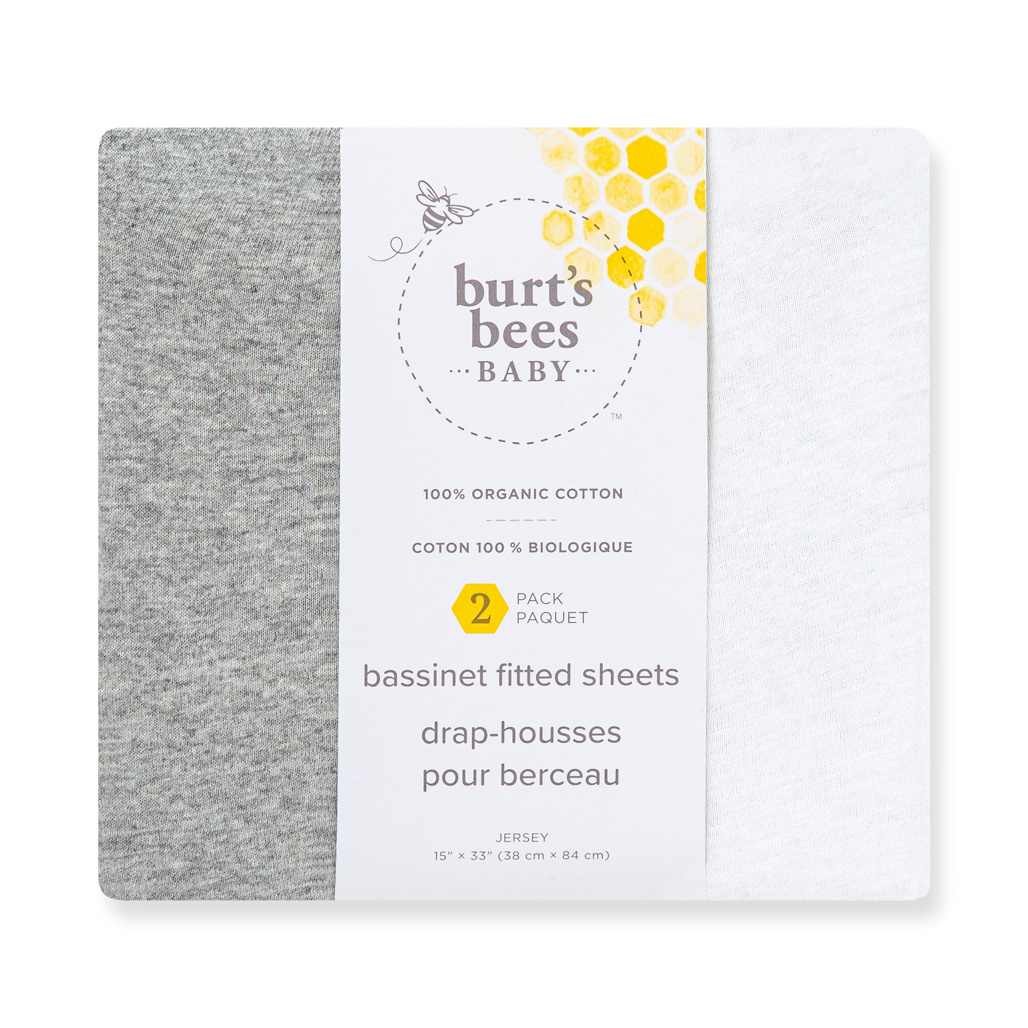 Solid Organic Cotton BEESNUG® Fitted Bassinet Sheet 2 Pack