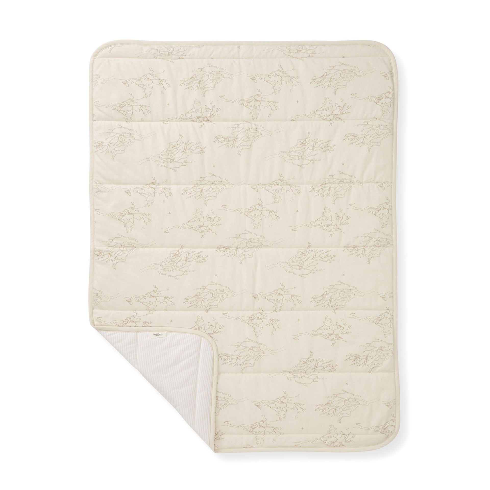 Swaying Branches Organic Cotton Reversible Blanket Oat