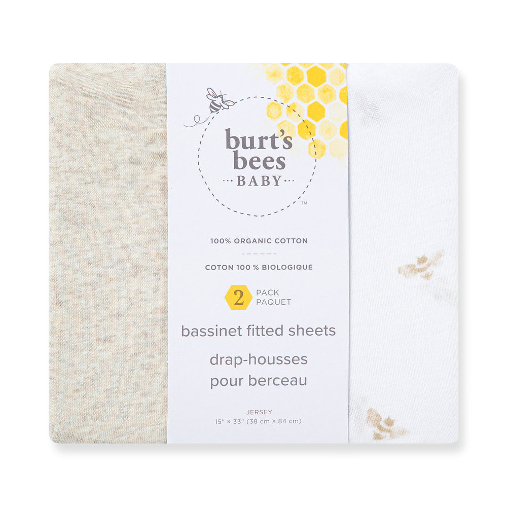 Golden Bee Organic Cotton BEESNUG® Fitted Bassinet Sheet 2 Pack