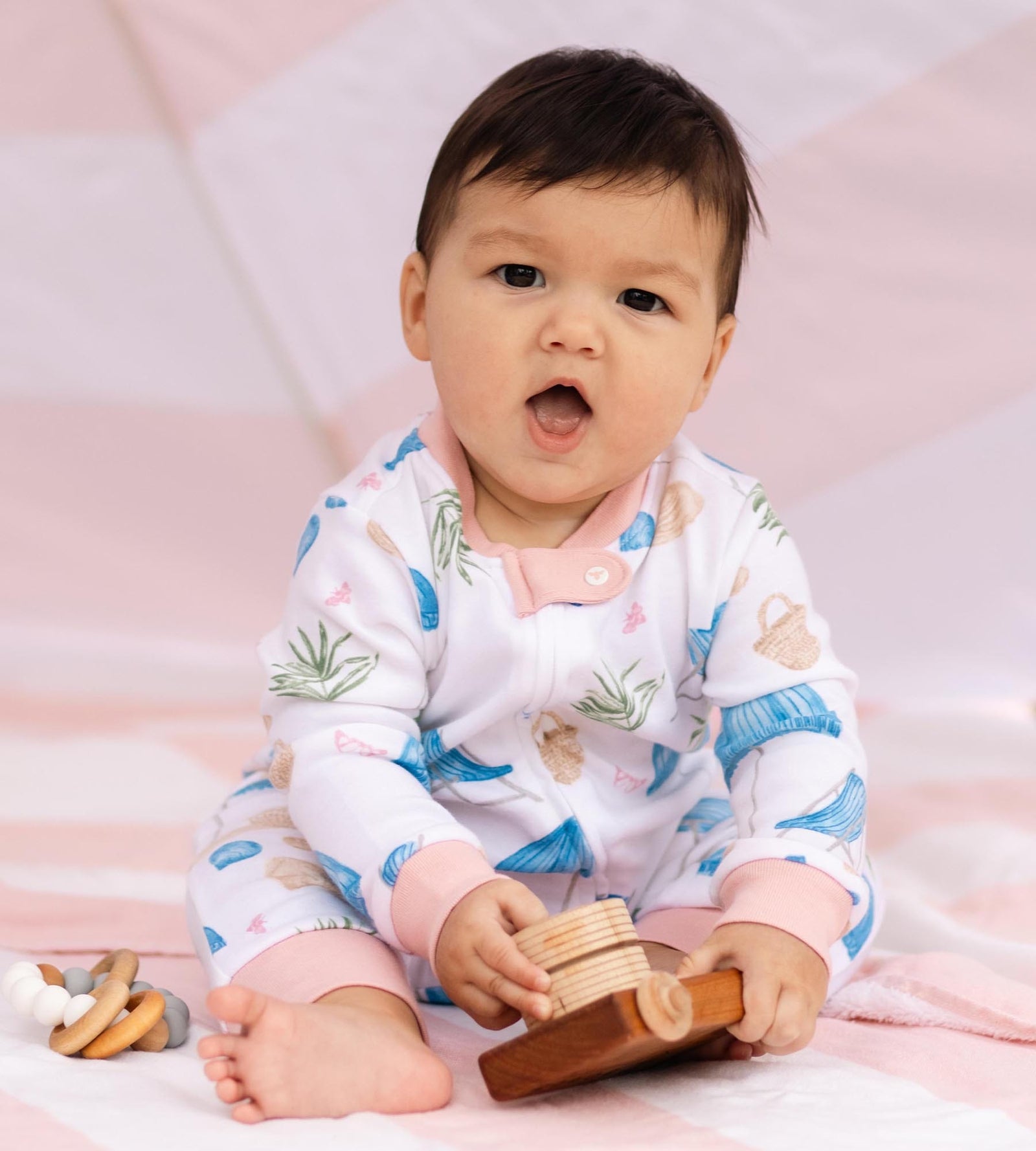 Santorini Beach Organic Cotton Baby Pajamas Product Image 1