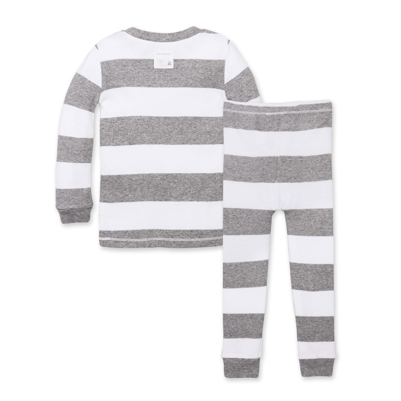 Rugby Stripe Organic Pajamas 2-Piece Heather Grey Back