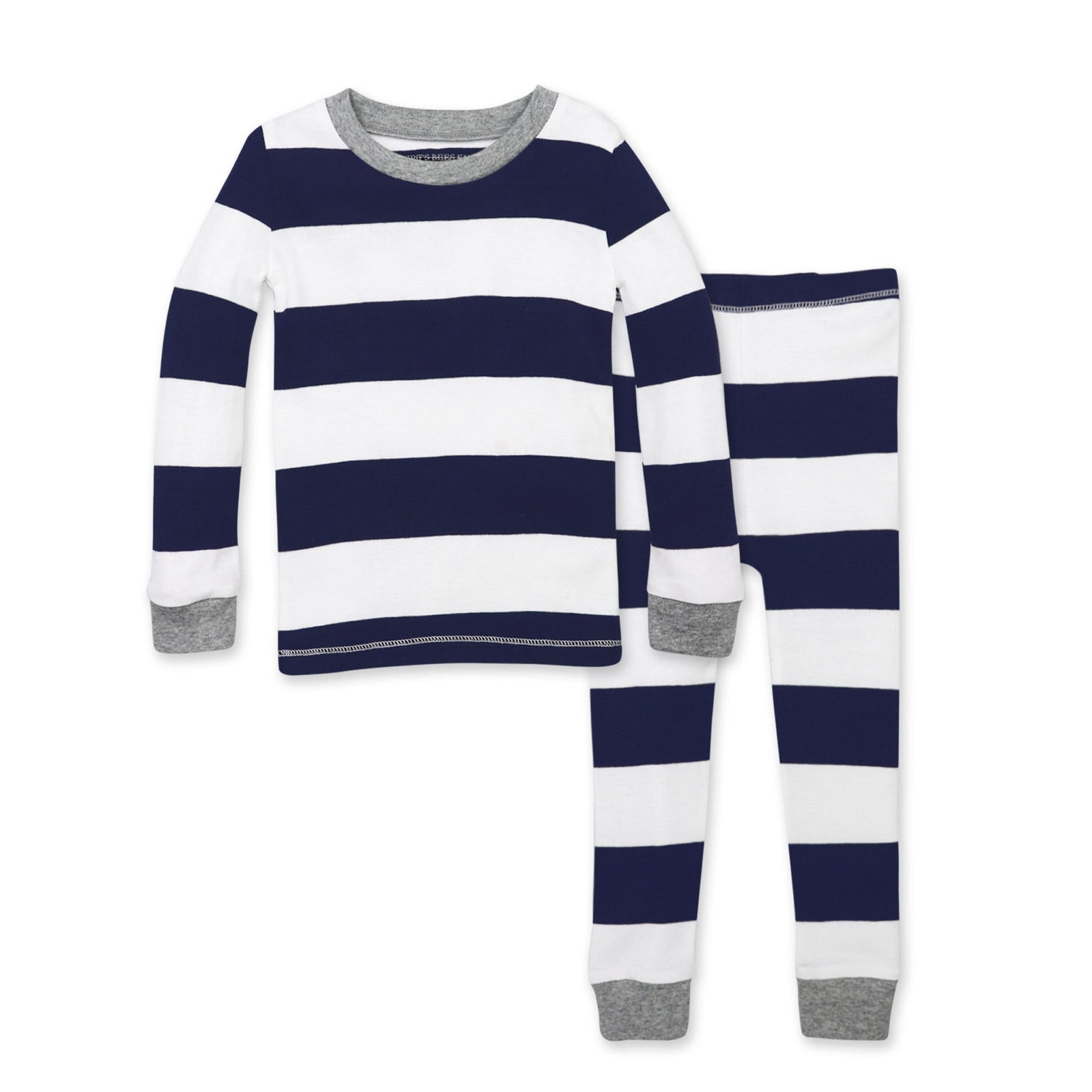 Rugby Stripe Organic Pajamas 2-Piece Midnight Front
