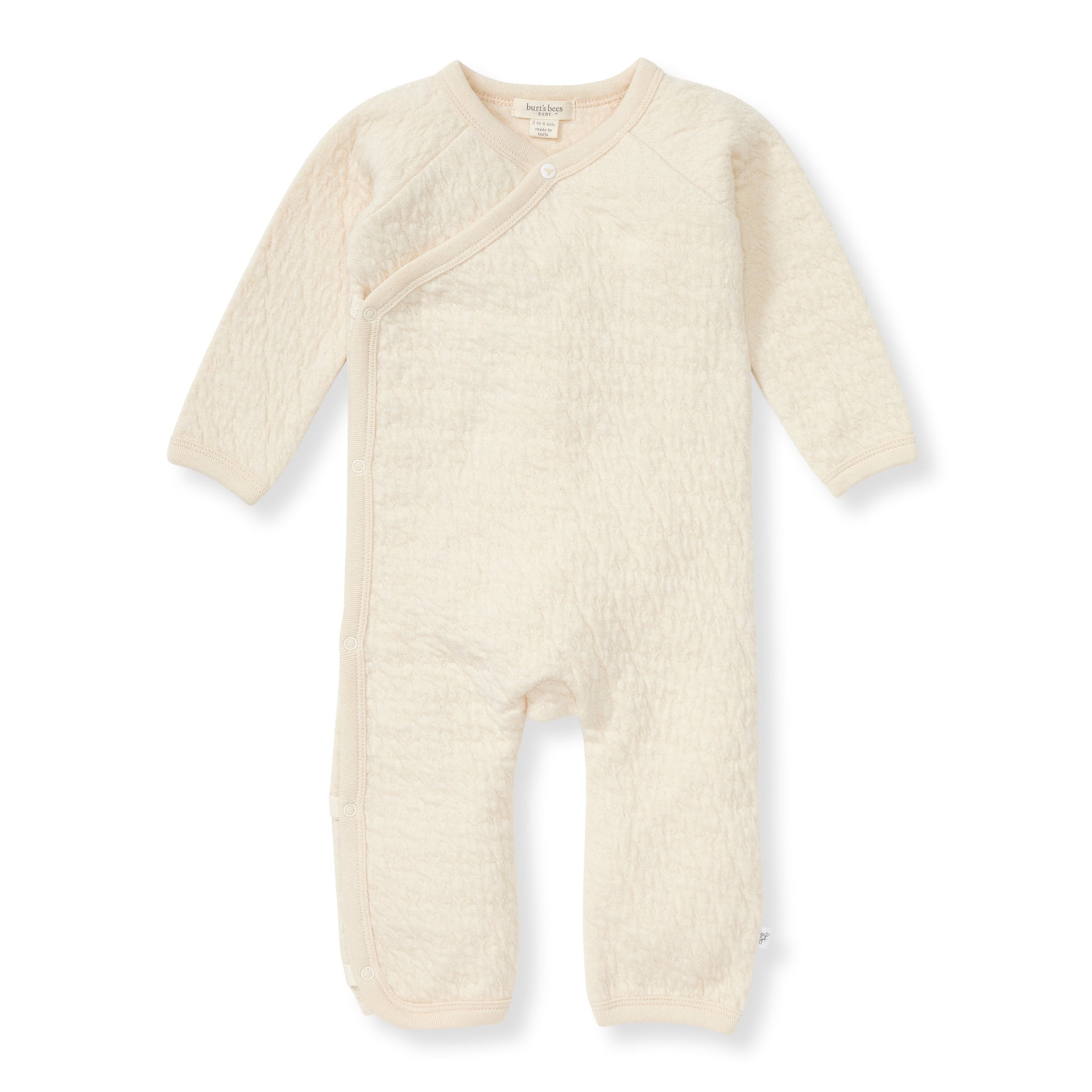 Organic Cotton Quilted Bee Wrap Front Jumpsuit Oat