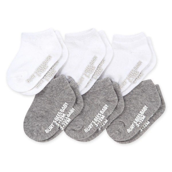Solid Organic Cotton Baby Ankle Socks 6 Pack - 3-12 months