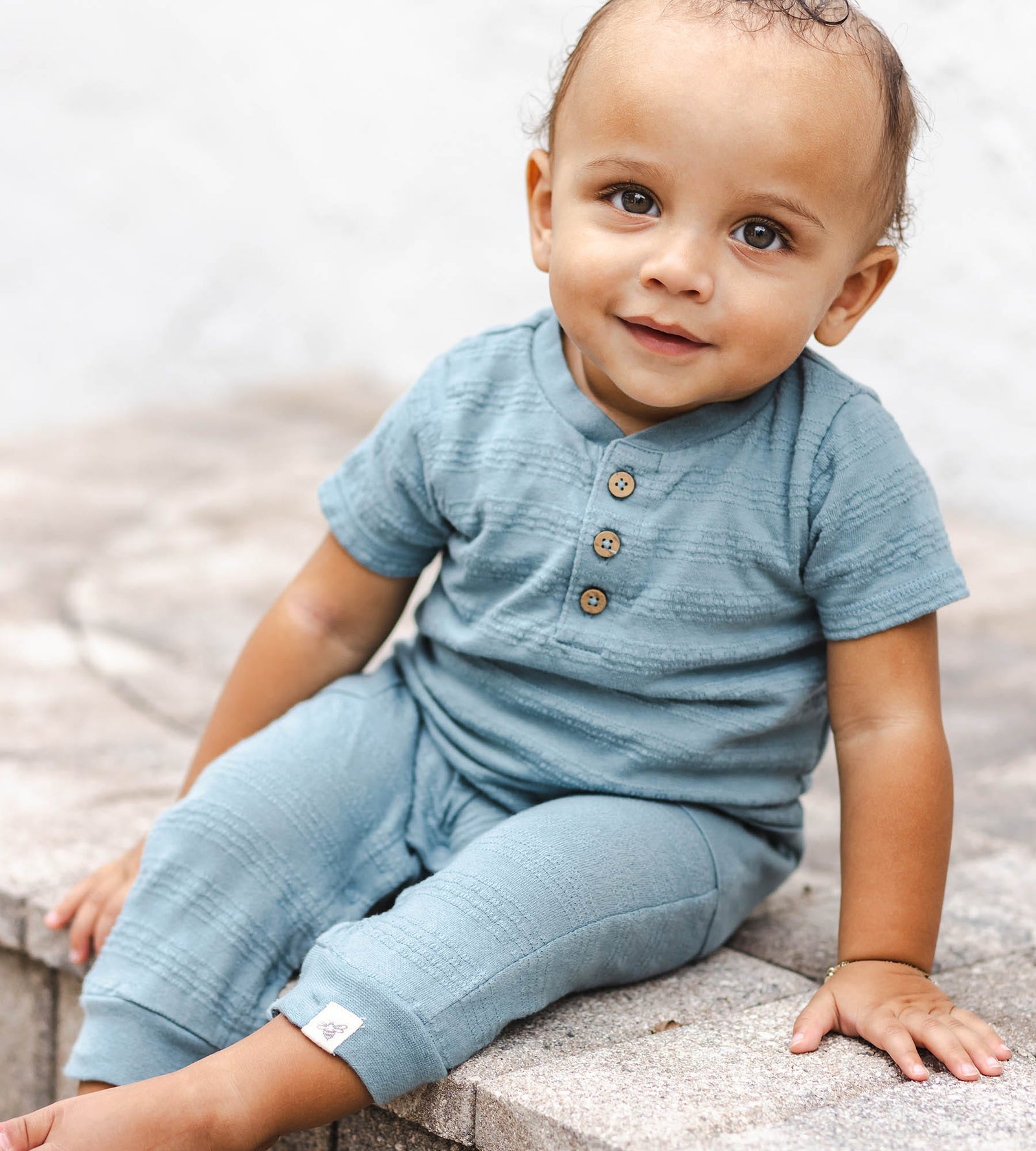 Product Image 2 of Organic Dotted Jacquard Baby Boy Jumpsuit