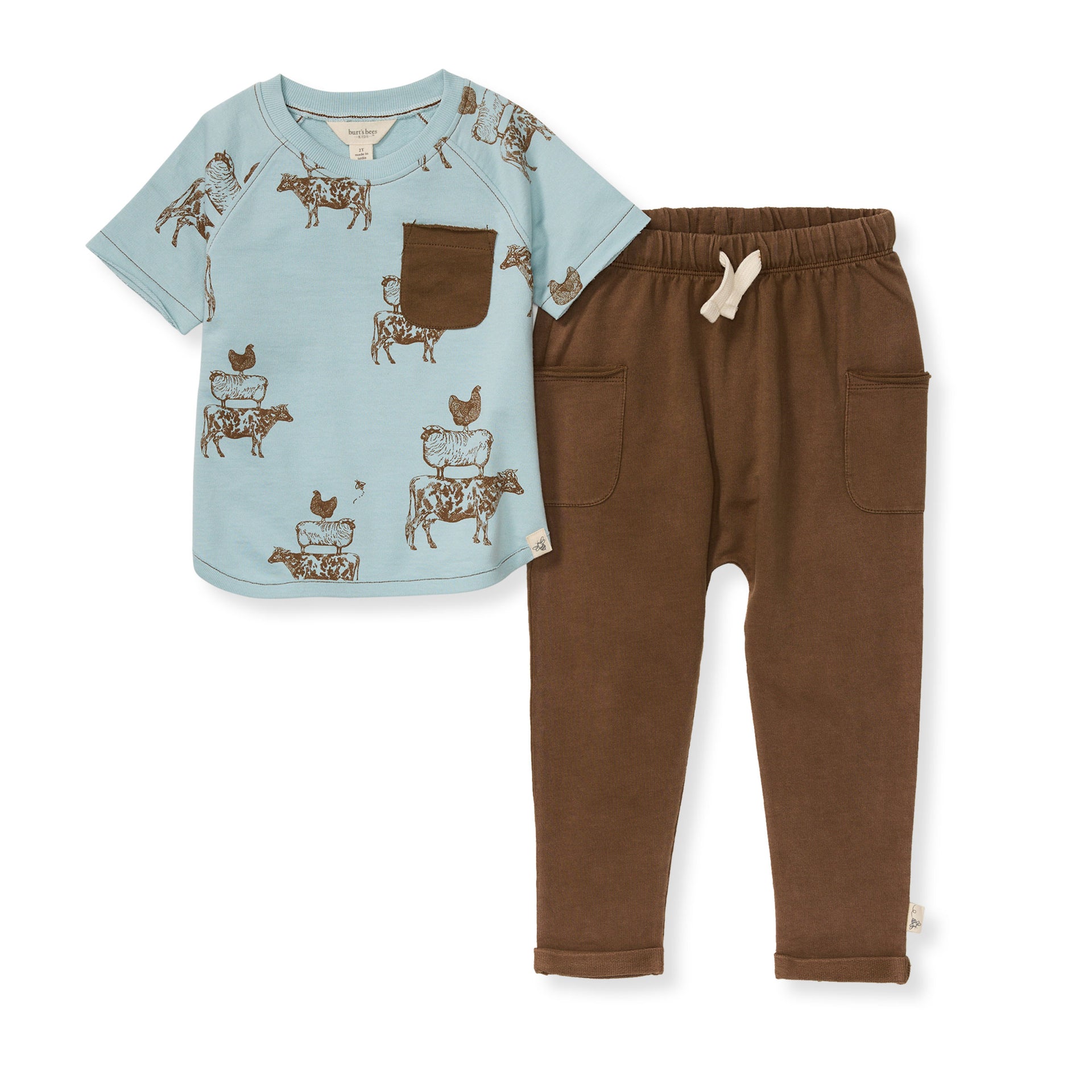 Stacked Farm Animals Shirt Pant Set