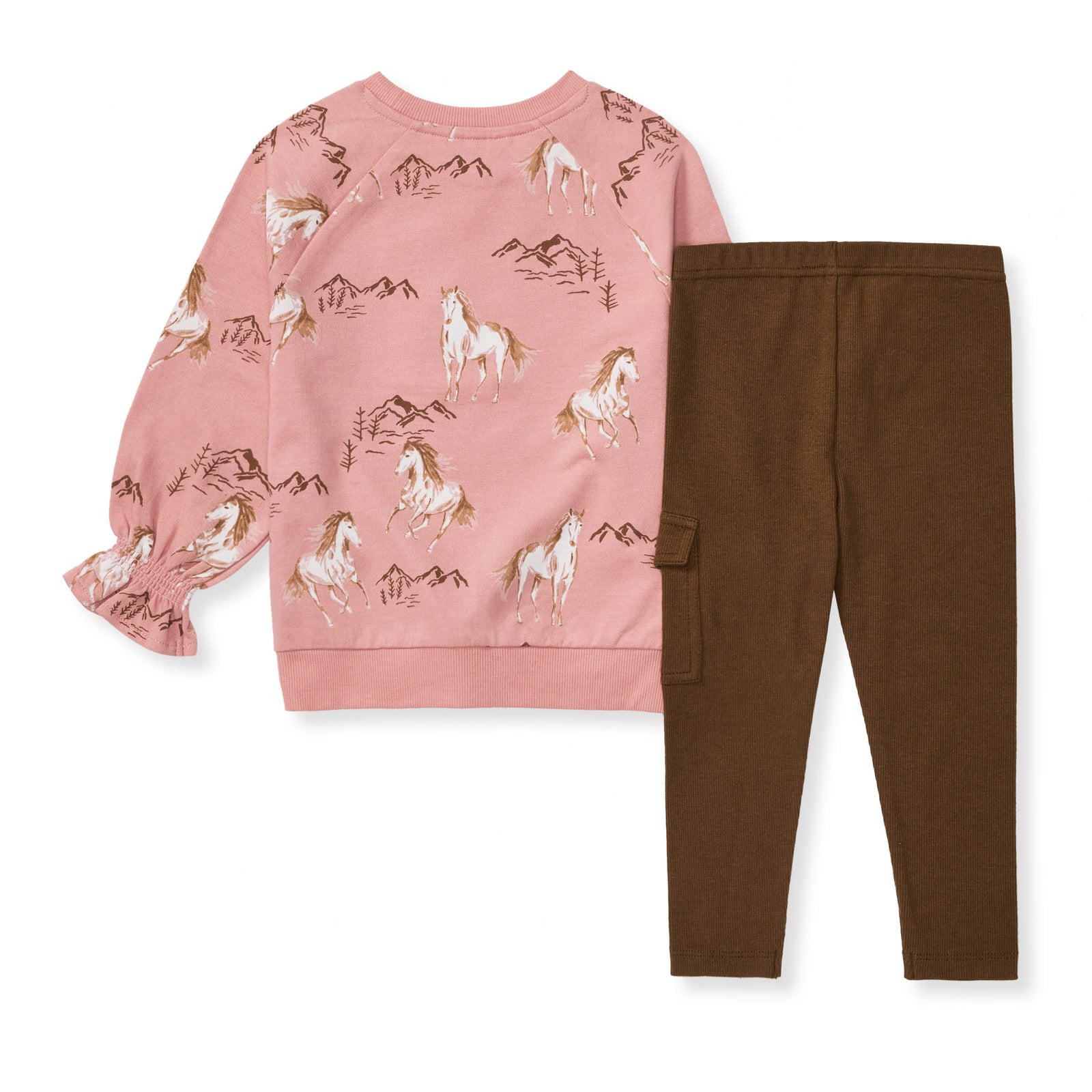 Horse Love Organic Girl Shirt and Pants Set - 6-9 Months Back