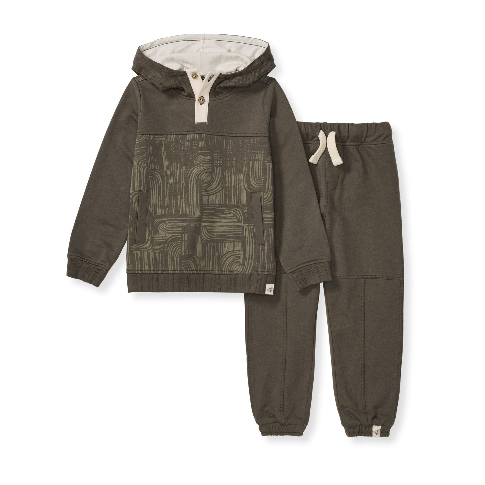 Abstract Waterfalls Organic Sweatshirt and Pants Set - 6-9 Months