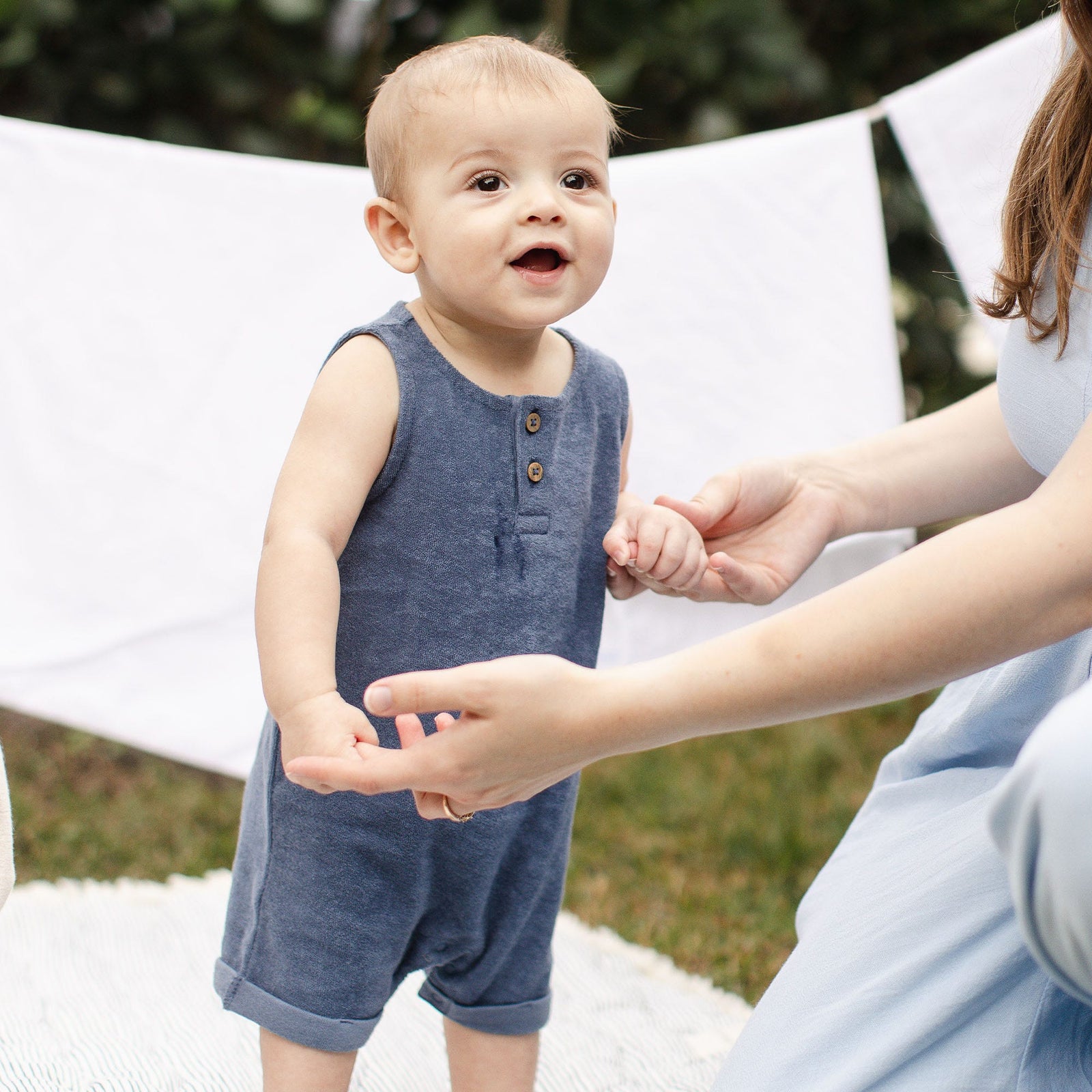Product Image 1 of Organic Cotton Terry Romper - Underwater