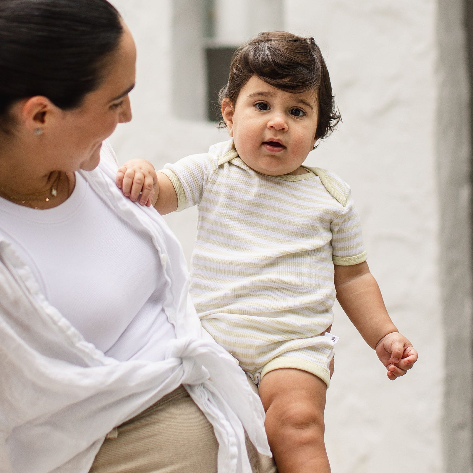 Product Image 1 of Rib Stripe Organic Cotton Baby Romper