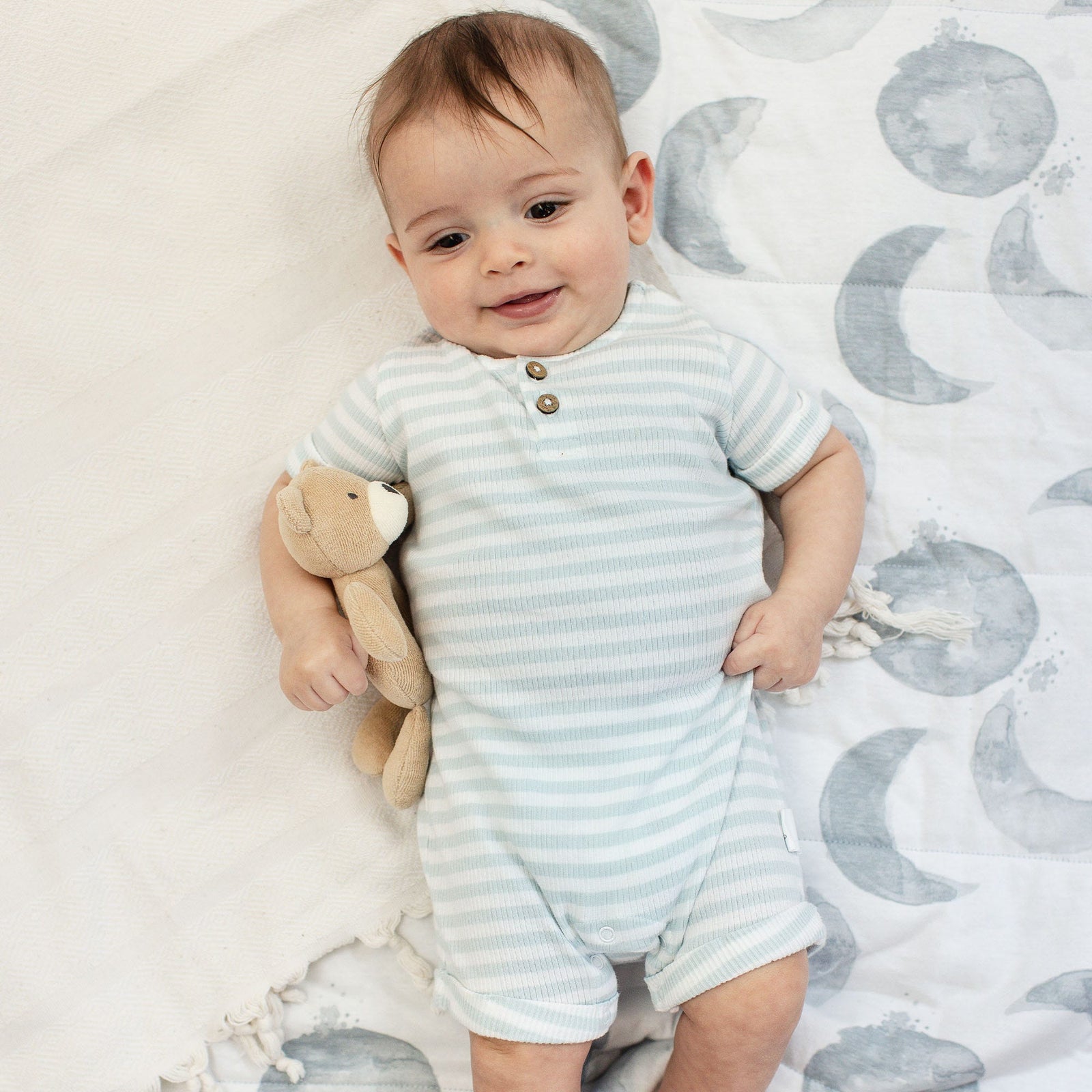 Product Image 1 of Rib Stripe Organic Cotton Baby Romper