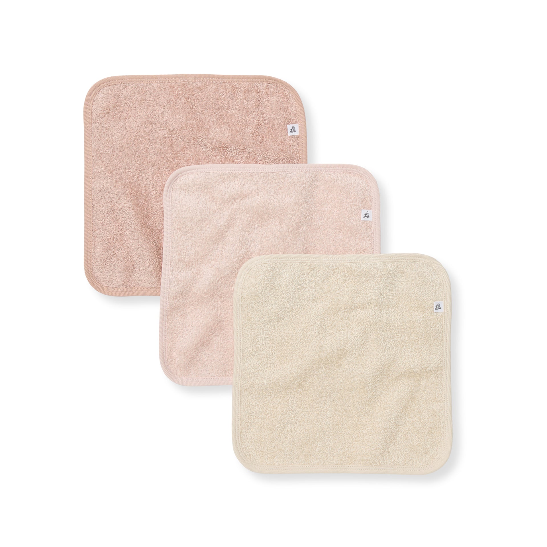 Organic Cotton Woven Terry Solid Washcloths 3 Pack Sand