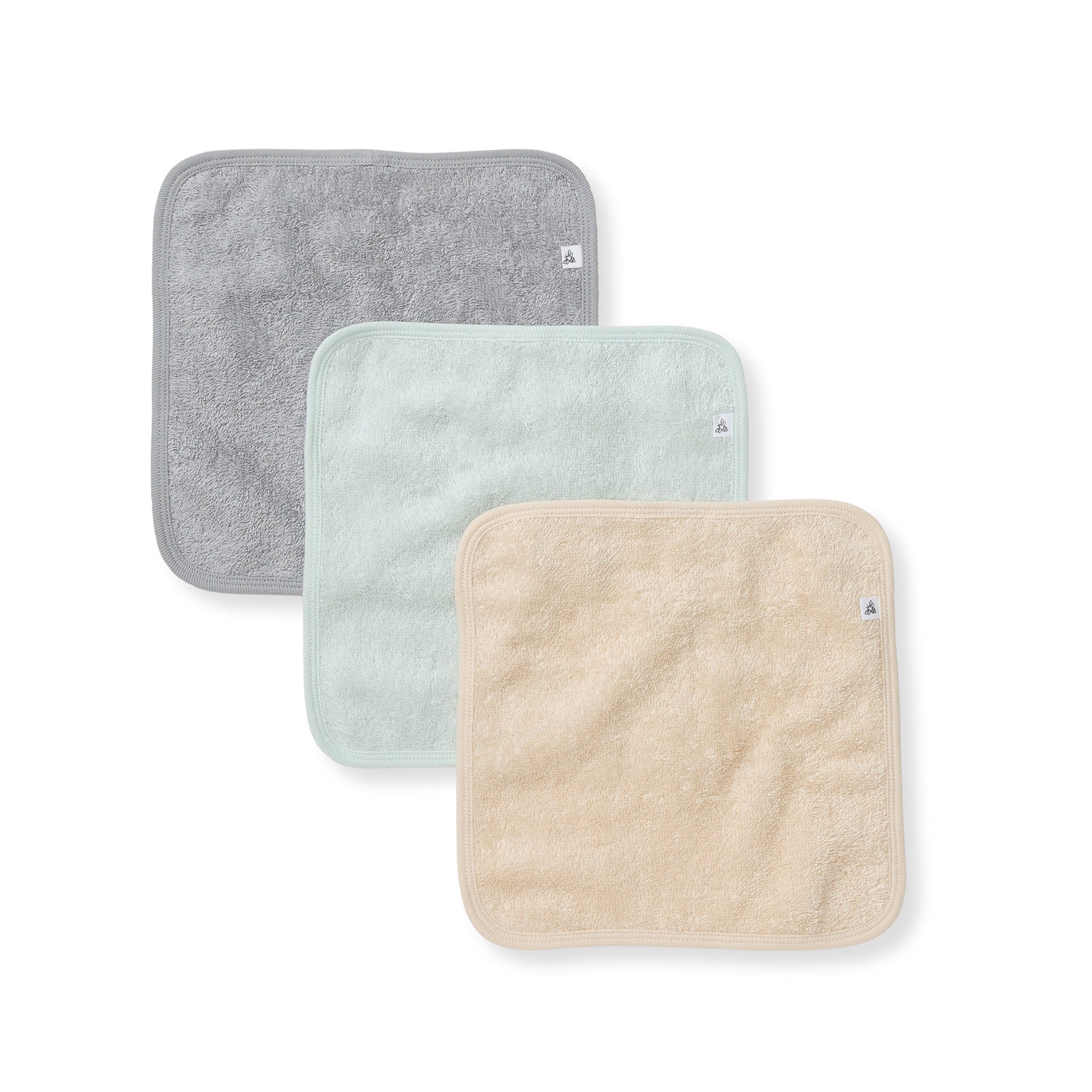 Organic Cotton Woven Terry Solid Washcloths 3 Pack Quarry