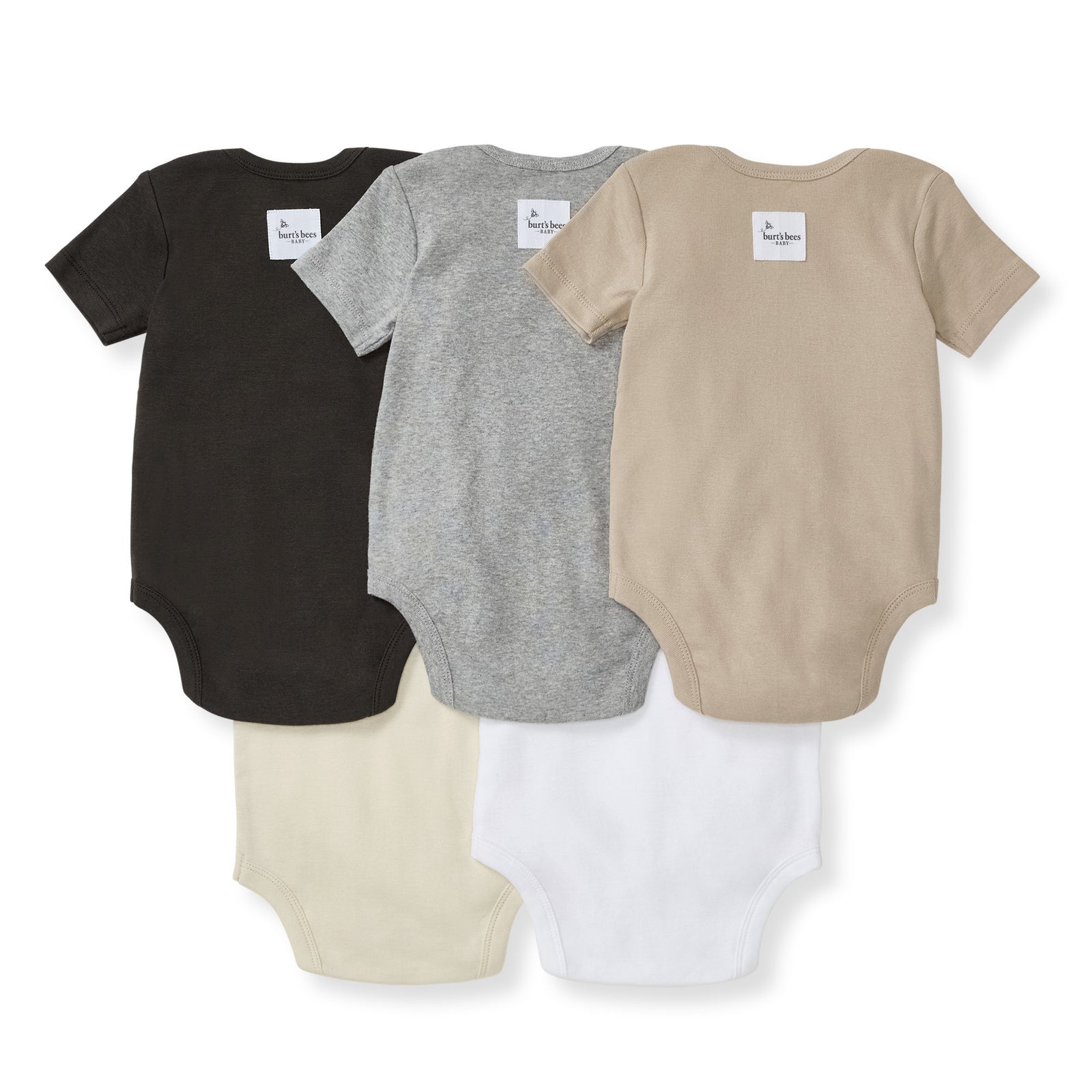 Solid Organic Cotton Short Sleeve Baby Bodysuits 5 Pack - Ash