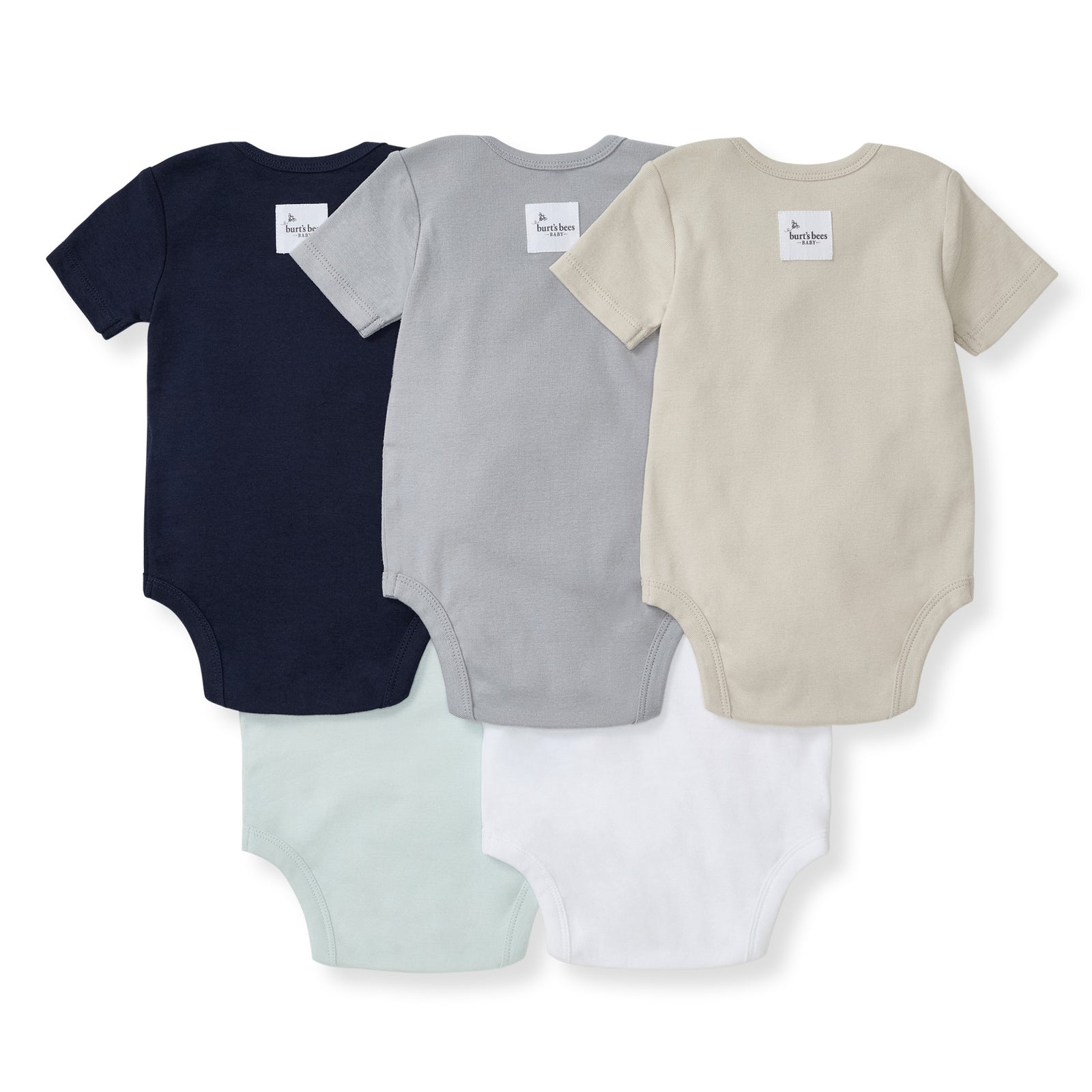 Solid Organic Cotton Short Sleeve Baby Bodysuits 5 Pack - Midnight