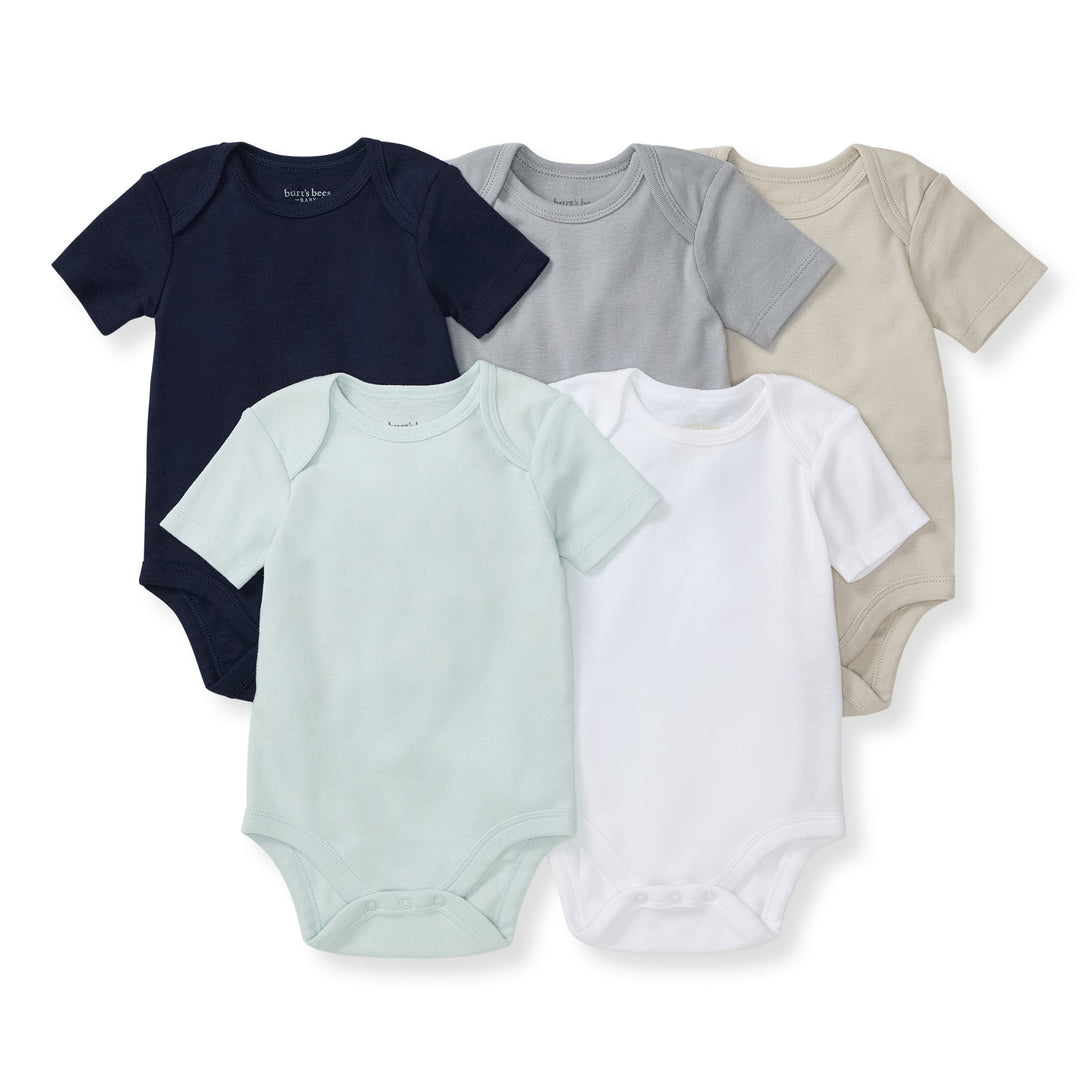 Solid Organic Cotton Short Sleeve Baby Bodysuits 5 Pack Midnight solid-organic-cotton-short-sleeve-baby-bodysuits-5-pack-midnight