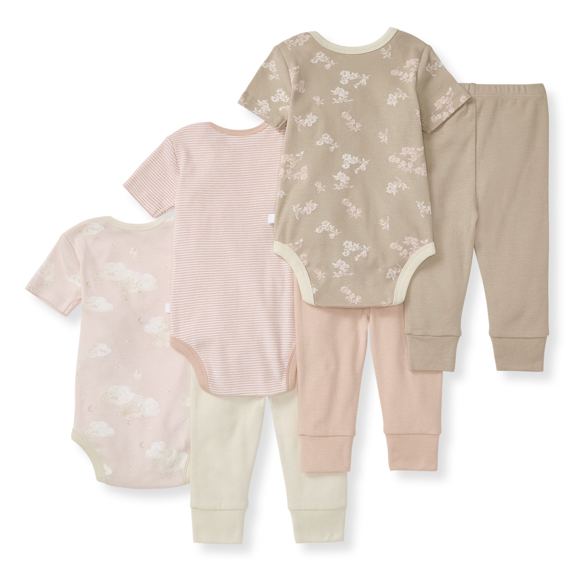 Whimsical Floral Organic Short Sleeve Bodysuit & Pant Set 3
