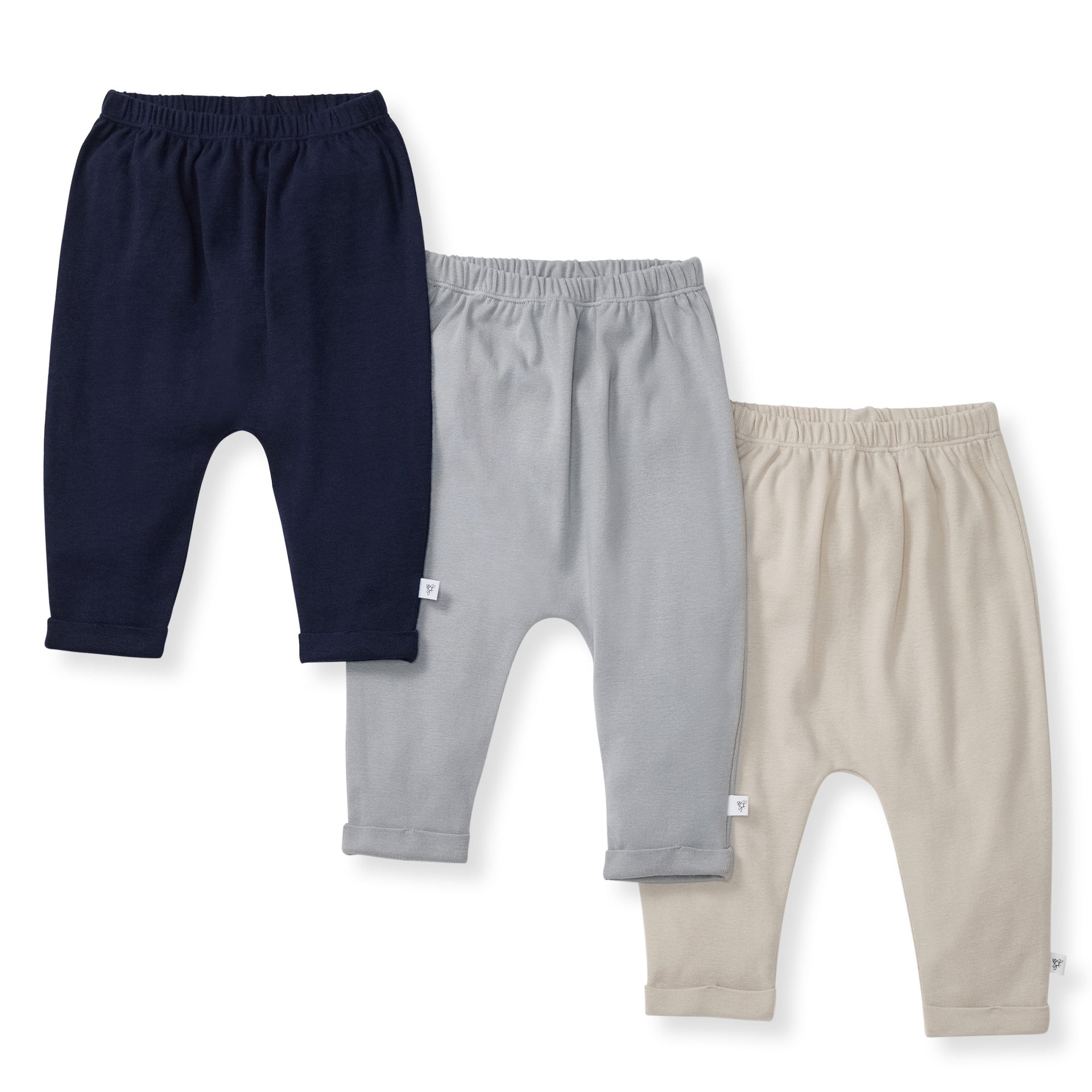 Solid Organic Cotton Baby Pants 3 Pack - Midnight - 3-6M