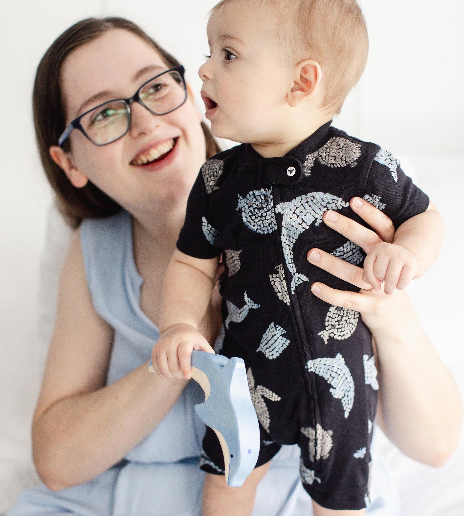 Mosaic Sea Animals Organic Baby Sleeper Romper Product Image 1