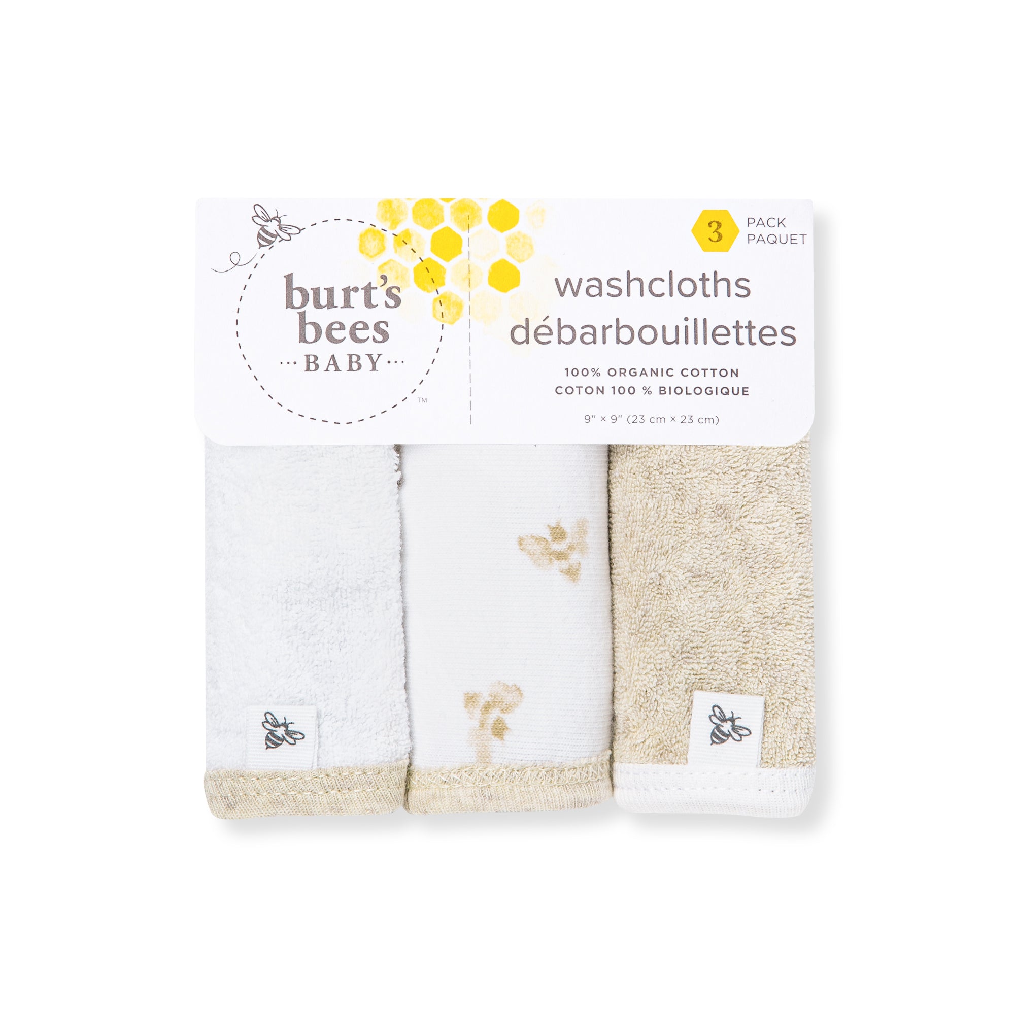 Golden Bee Organic Cotton Knit Terry Washcloths Pack – Burt's