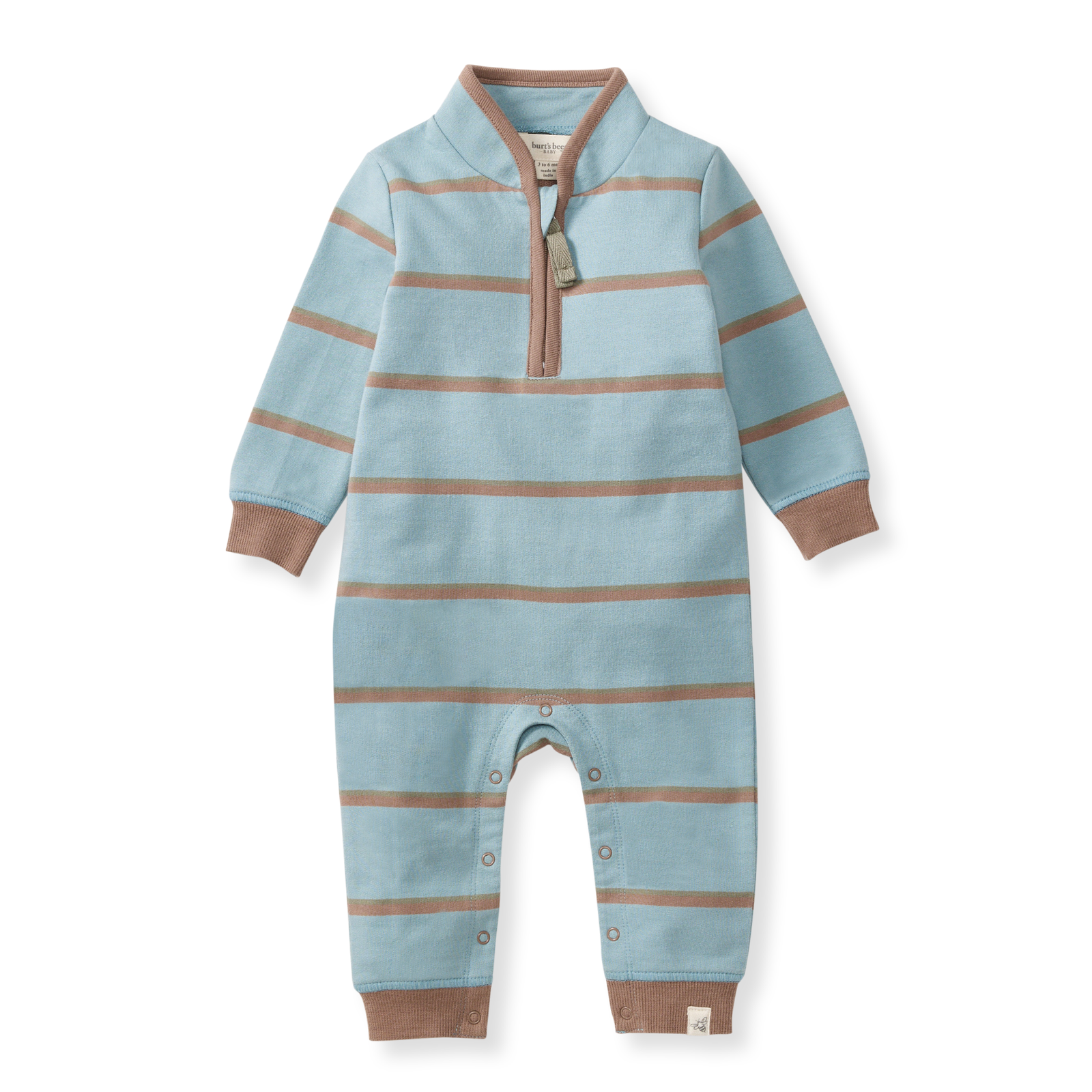 Holland Stripe Organic Baby Boy Jumpsuit - Mountain Blue
