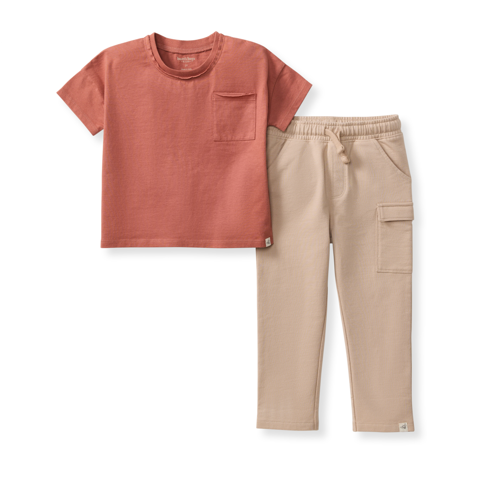 Drop Shoulder Organic Boy Tee & Pants Set - Cedar