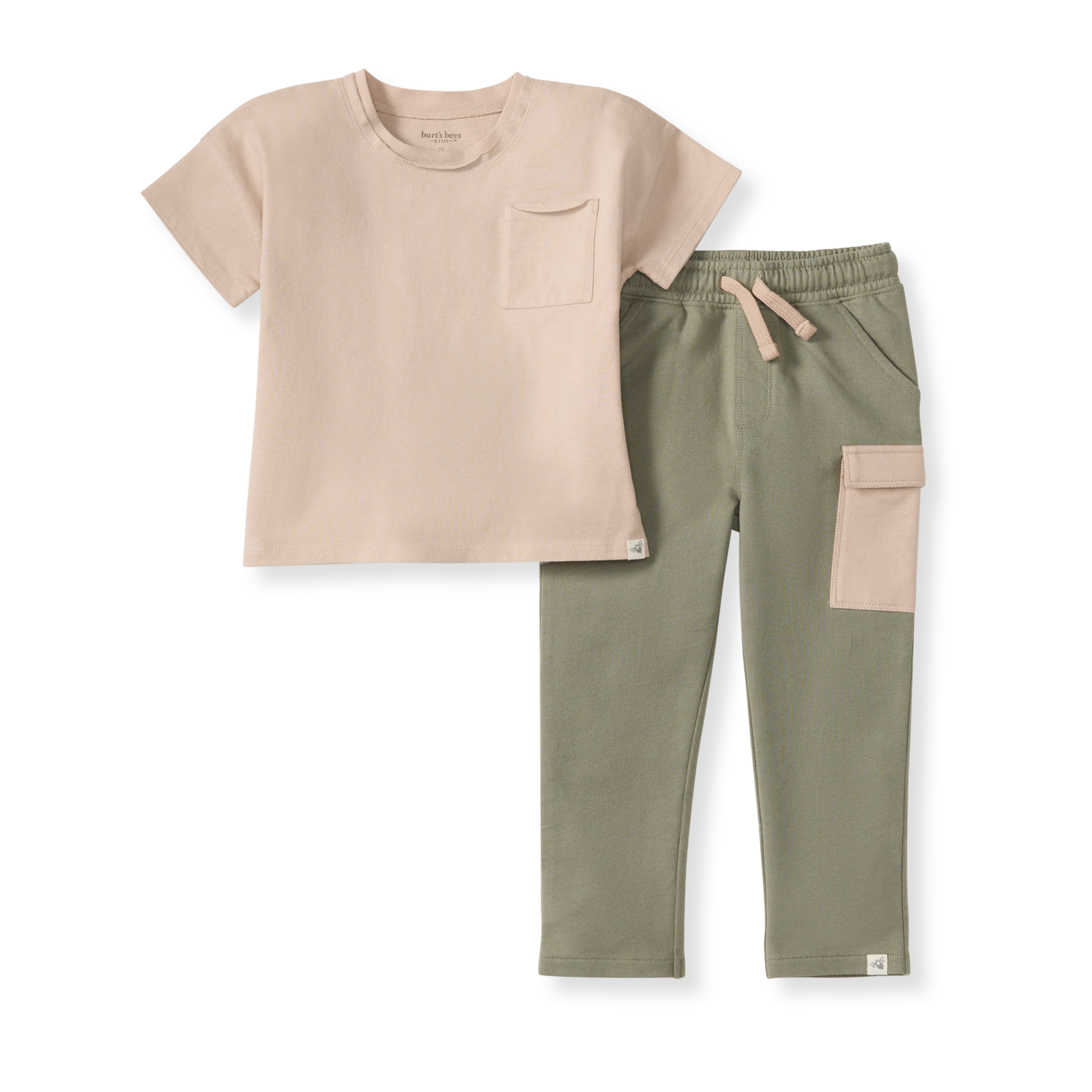 Drop Shoulder Organic Boy Tee & Pants Set - Soft Mocha